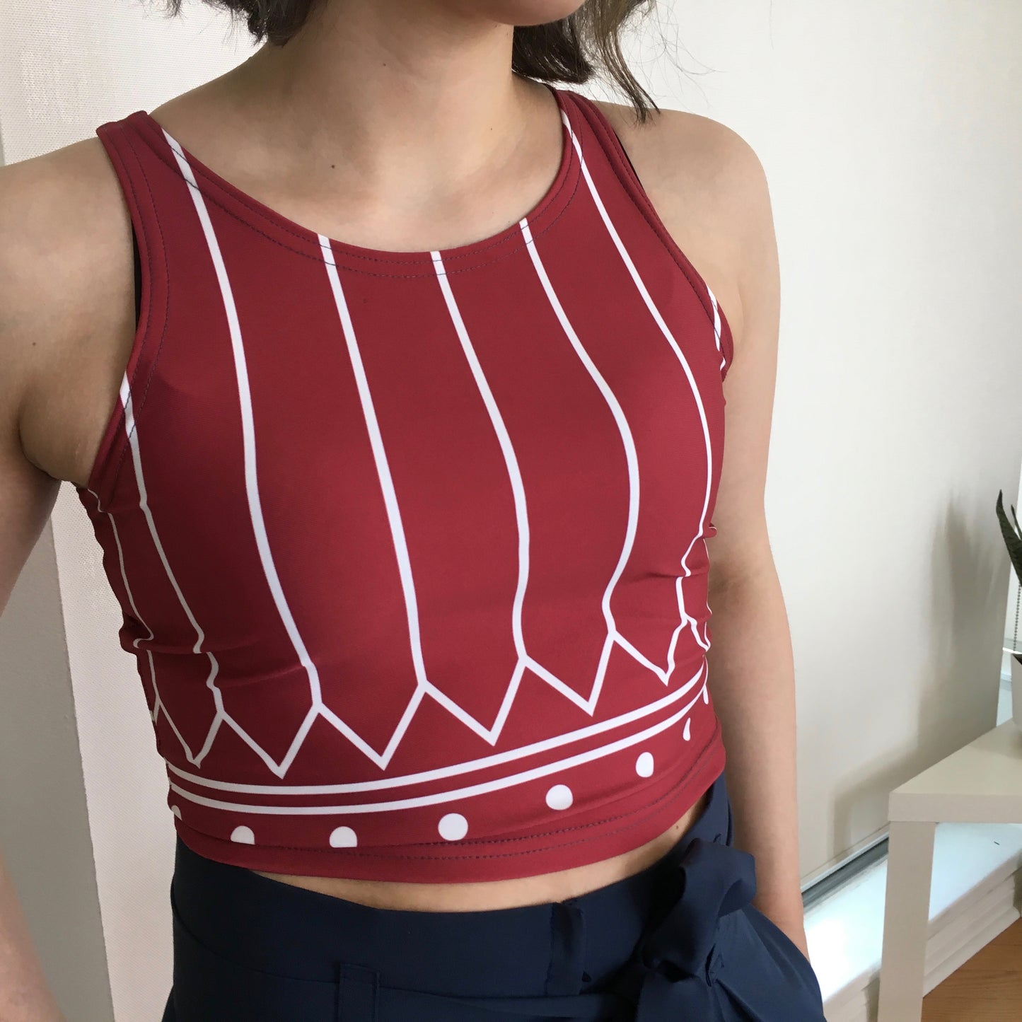 PINSTRIPE KAKINNIIT CROP TOP